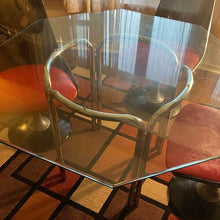 Load image into Gallery viewer, RARE Mid Century Chromcraft tubular chrome base OCTAGON Glass top dining table