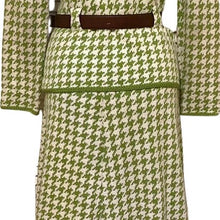 Load image into Gallery viewer, 50s/60s Jackie O Kennedy Green Houndstooth Knit Skirt Suit By St. John's Knits