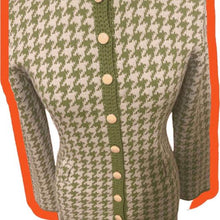 Load image into Gallery viewer, 50s/60s Jackie O Kennedy Green Houndstooth Knit Skirt Suit By St. John's Knits