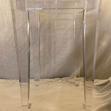 Load image into Gallery viewer, Designer lucite side table with 3/4” thick glass top. Immaculate