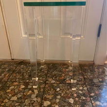Load image into Gallery viewer, Designer lucite side table with 3/4” thick glass top. Immaculate