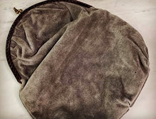 Load image into Gallery viewer, 1960’s vintage RUTH SALTZ Fold Over Clutch Purse Evening Bag Black Suede Leather Reptile Trim