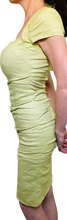Load image into Gallery viewer, Nicole Miller Artelier pastel green figure flattering designer spring/summer dress.