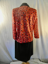 Load image into Gallery viewer, 70s/80s Interesting Asian Inspired Blazer/skirt Suit Nancy II women’s black, red and white, polyester skirt suit
