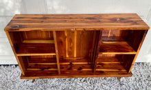 Load image into Gallery viewer, MCM Burl/exotic wood 46”W x 30” H record console/bookshelf/sideboard