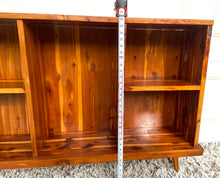 Load image into Gallery viewer, MCM Burl/exotic wood 46”W x 30” H record console/bookshelf/sideboard