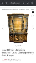 Load image into Gallery viewer, Rare Habersham Chinoiserie Display/China Cabinet/Hutch Lacquered /hand painted Asian vintage MCM