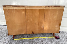 Load image into Gallery viewer, MCM Burl/exotic wood 46”W x 30” H record console/bookshelf/sideboard