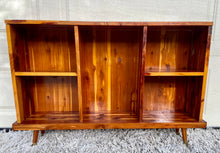 Load image into Gallery viewer, MCM Burl/exotic wood 46”W x 30” H record console/bookshelf/sideboard