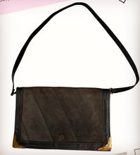 Load image into Gallery viewer, 1980’s Vintage Designer gray suede leather shoulder bag.
