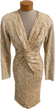 Load image into Gallery viewer, 80's Stunning Off-White Sequin Cocktail Formal Dress by Black Tie
