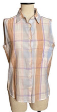 Load image into Gallery viewer, 70’s 1970’s Vintage Diane Von Furstenberg Cotton Sleeveless Plaid Button up shirt/top
