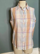 Load image into Gallery viewer, 70’s 1970’s Vintage Diane Von Furstenberg Cotton Sleeveless Plaid Button up shirt/top

