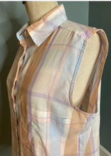 Load image into Gallery viewer, 70’s 1970’s Vintage Diane Von Furstenberg Cotton Sleeveless Plaid Button up shirt/top
