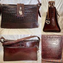 Load image into Gallery viewer, 1990’s Brighton C216279 Mahogany woven leather/Crocodile shoulder bag . Authentic BRIGHTON
