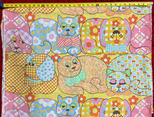 Load image into Gallery viewer, Vintage Adorable sleepy/judging cat and dog twin flat sheet.
