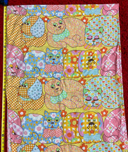 Load image into Gallery viewer, Vintage Adorable sleepy/judging cat and dog twin flat sheet.
